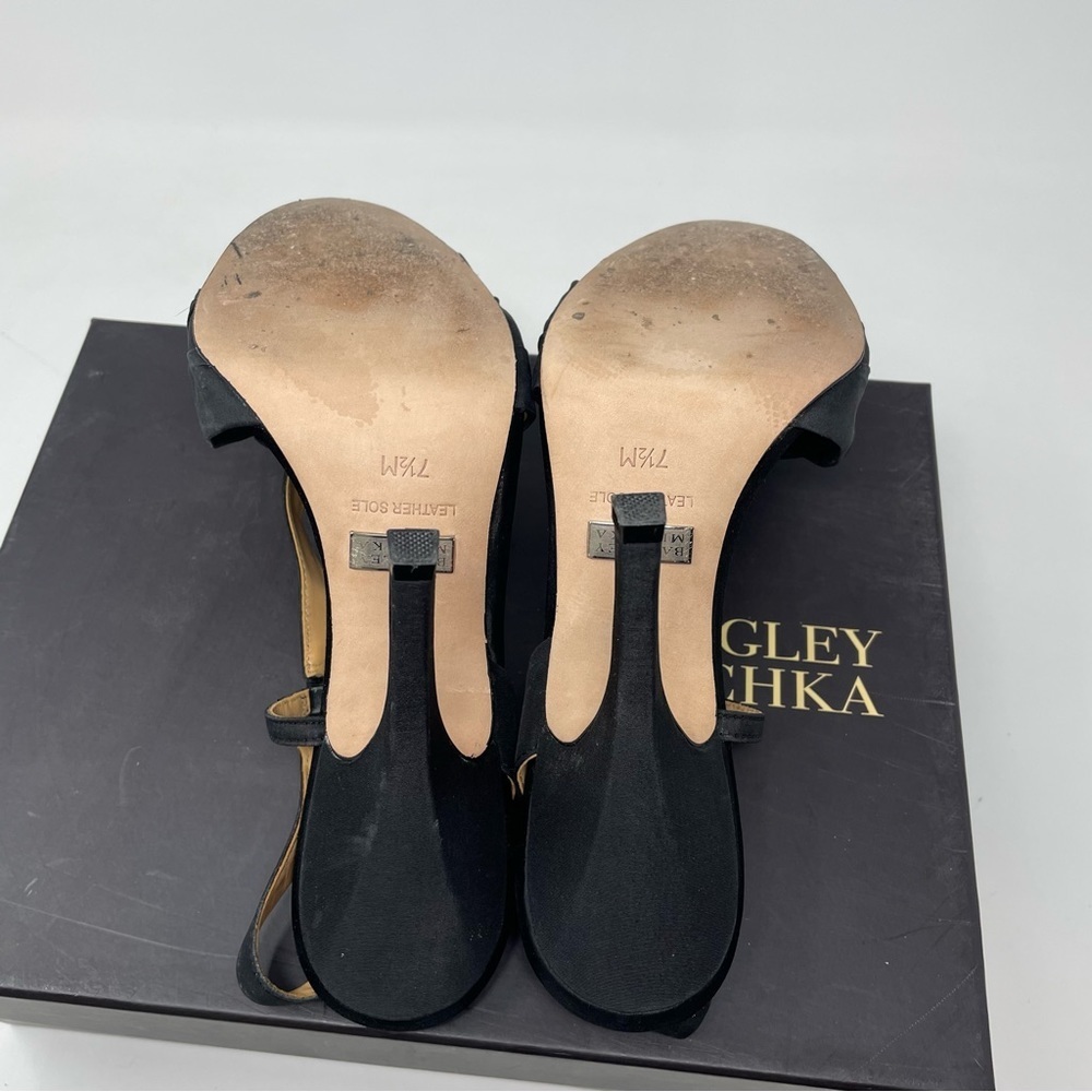 Badgley Mischka Black Lanah Open-Toe Pumps Size 7.5 - Picture 7 of 12